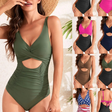 Firecracker Plus Size USA Flag Cut-Out Swimsuit - Image 2