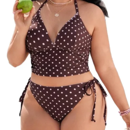 Playful Kiss Plus Size Polka Dot Bikini Set - Image 5
