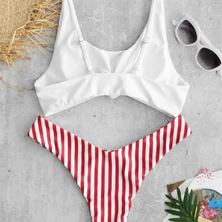 Nautical Dream Striped Knot Bikini Set - Image 2