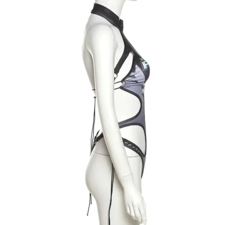 Fast Lane Zip Cut Out Thong Bodysuit - Image 10