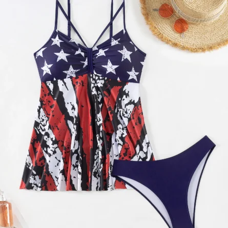 Stars Path Strappy USA Flag Tankini - Image 5