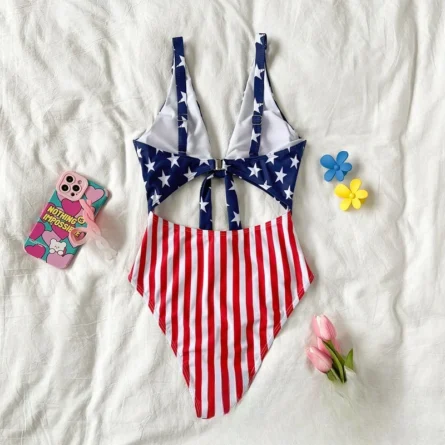 Spangled Dream Tie-Front Patriotic One-Piece Swimsuit - Image 4