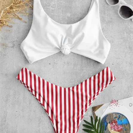 Nautical Dream Striped Knot Bikini Set