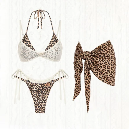 Ocean Safari Leopard Print Lace Bikini Set - Image 9