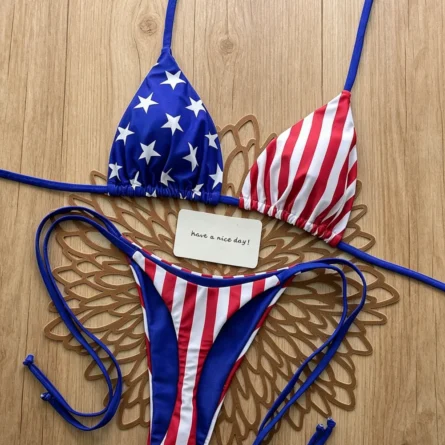 Independence Bliss Thong Bikini Set with Adjustable Tie Sides - Image 2