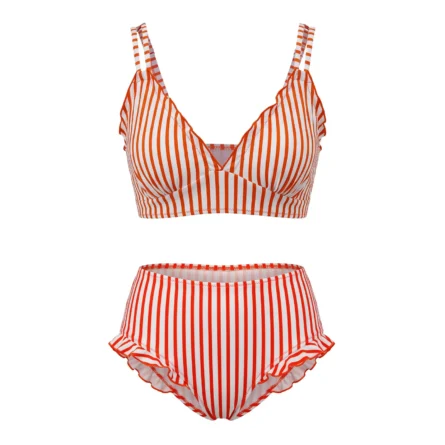 Resort Fusion Striped and Gingham High-Waisted Bikini Set - Image 5