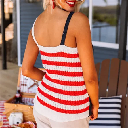 Land of the Free Knit Patriotic American Flag Tank Top - Image 3