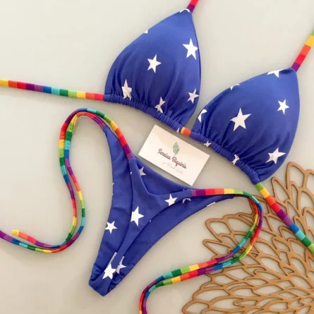 Carnival Star Micro Thong Bikini with Rainbow Design