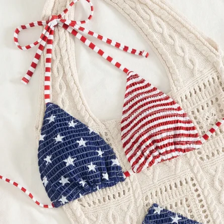 Freedom Waves Crinkle Triangle Bikini Set - Image 5