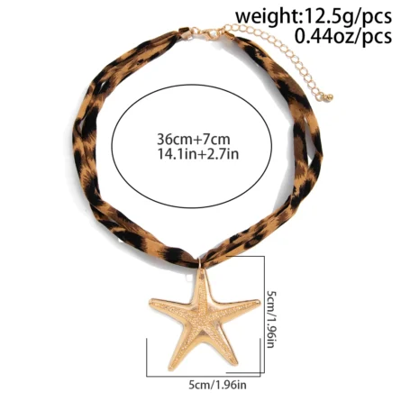Trendy Heart & Star Pendant Leopard Print Choker Necklace - Image 13