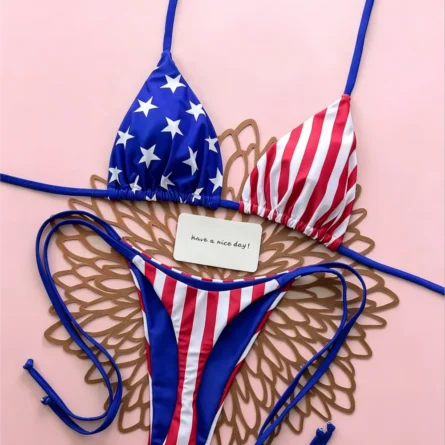 Independence Bliss Thong Bikini Set with Adjustable Tie Sides - Image 3