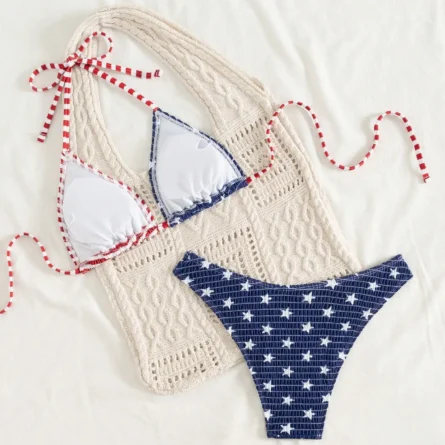 Freedom Waves Crinkle Triangle Bikini Set - Image 2