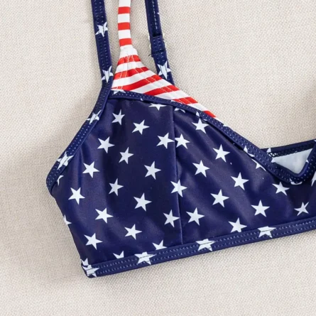 Stars & Stripes Double Layered Halter Bikini Set with Side-Tie Briefs - Image 12