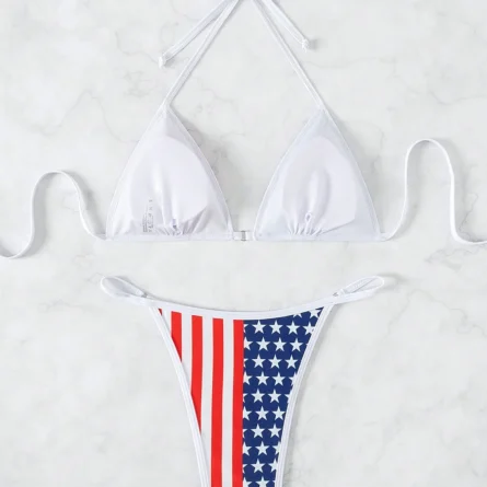 Starry Patriot Adjustable Triangle American Flag Bikini - Image 6