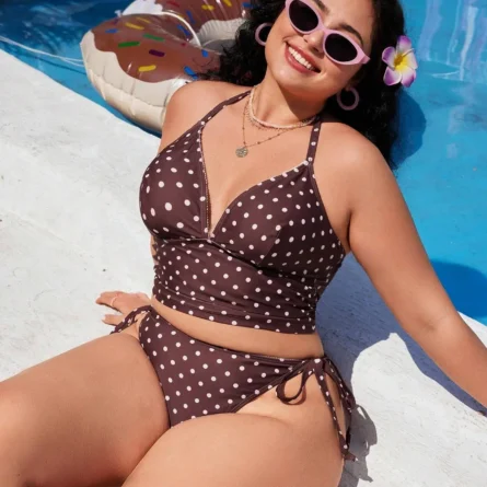 Playful Kiss Plus Size Polka Dot Bikini Set - Image 7