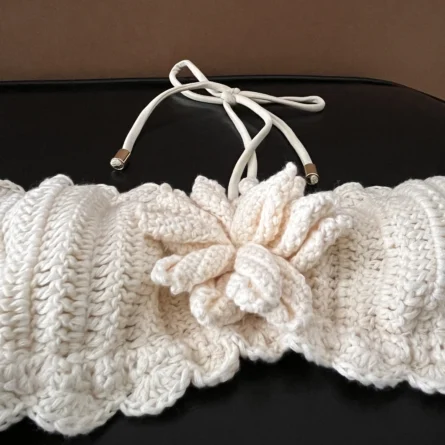 Sunlit Stroll Handmade Crochet Bikini Set with Flower Detail - Image 10