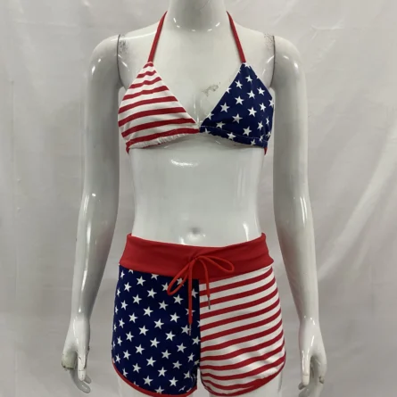 Patriot's Getaway USA Flag Bikini Set with Shorts Bottoms - Image 3