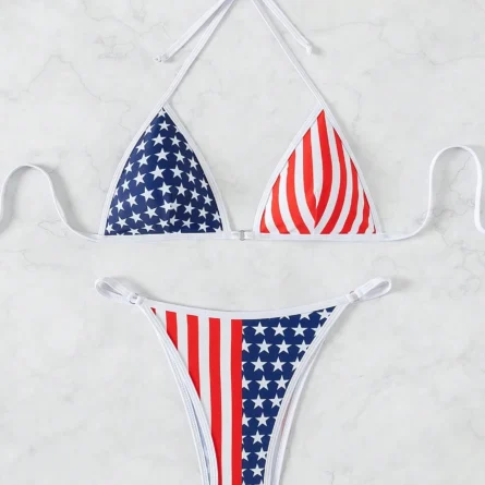 Starry Patriot Adjustable Triangle American Flag Bikini - Image 5