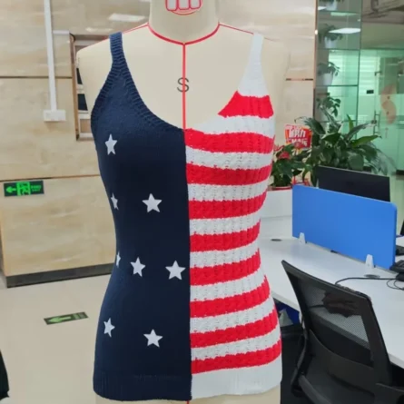 Land of the Free Knit Patriotic American Flag Tank Top - Image 6