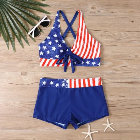 Bayside Celebration American Flag Bikini with Boy Shorts - Image 4