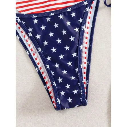 Stars & Stripes Double Layered Halter Bikini Set with Side-Tie Briefs - Image 8