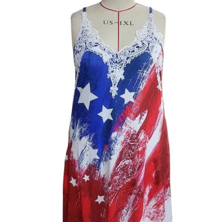 Starlit Celebration Patriotic Summer Dress with Lace Detailing - Image 9