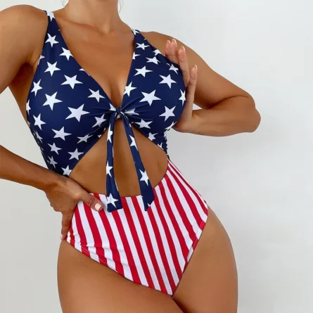 Spangled Dream Tie-Front Patriotic One-Piece Swimsuit - Image 2