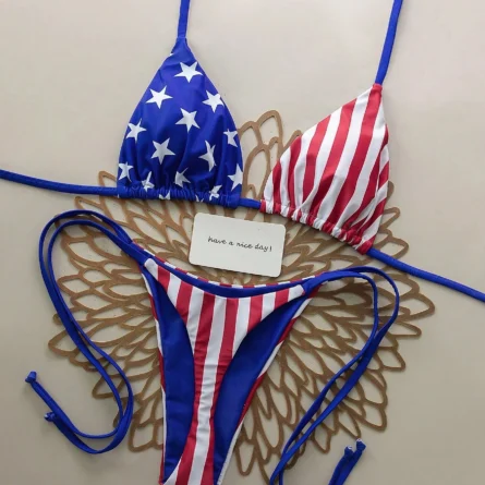 Independence Bliss Thong Bikini Set with Adjustable Tie Sides - Image 6