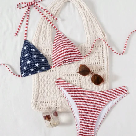 Freedom Waves Crinkle Triangle Bikini Set - Image 6