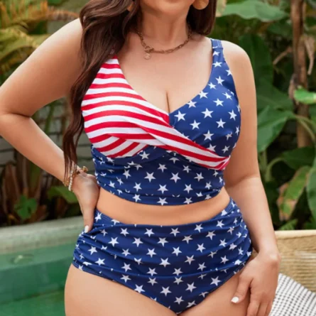 Resort Ready Plus Size American Flag Bikini Set with Adjustable Straps - Image 4