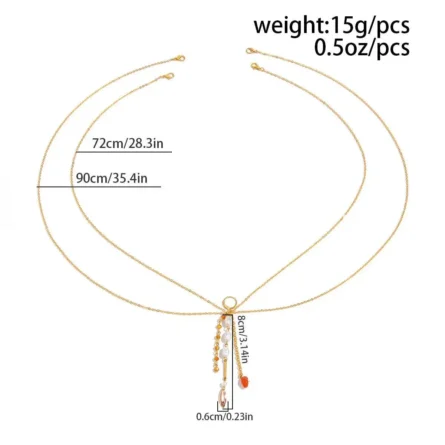 Luna's Charm Gold Pearl Body Chain with Pendant Detail - Image 15