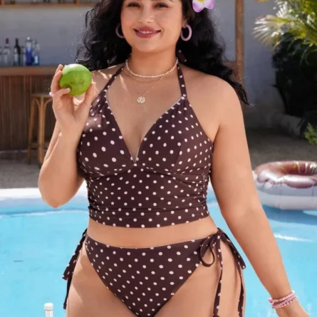 Playful Kiss Plus Size Polka Dot Bikini Set - Image 4