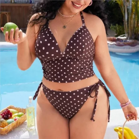 Playful Kiss Plus Size Polka Dot Bikini Set