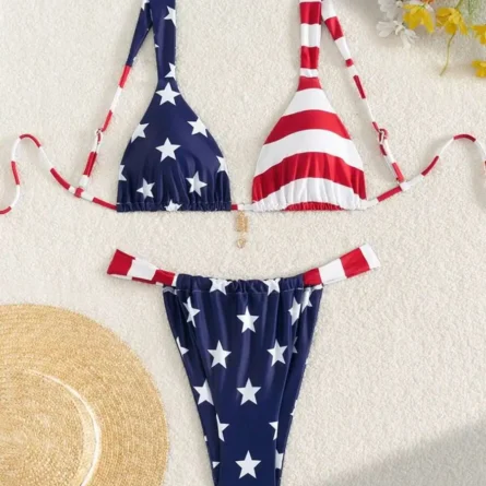 Stars Unite Triangle American Flag Bikini Set - Image 4