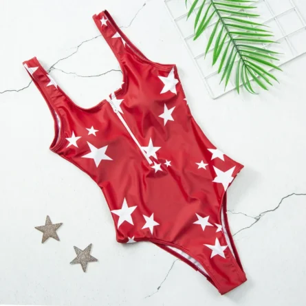 Starry Zip Zipper One-Piece Swimsuit