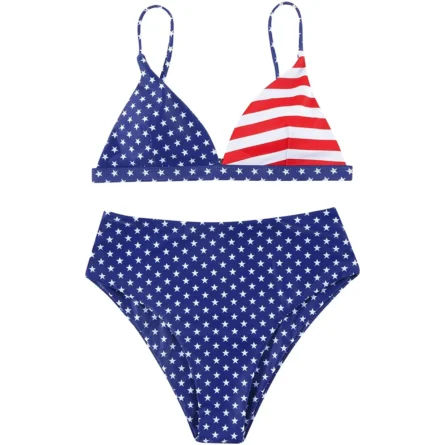Stars & Stripes High-Waist American Flag Bikini Set - Image 4