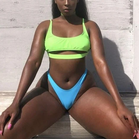 Neon Edge Cut-Out Underboob Bikini Set - Image 4