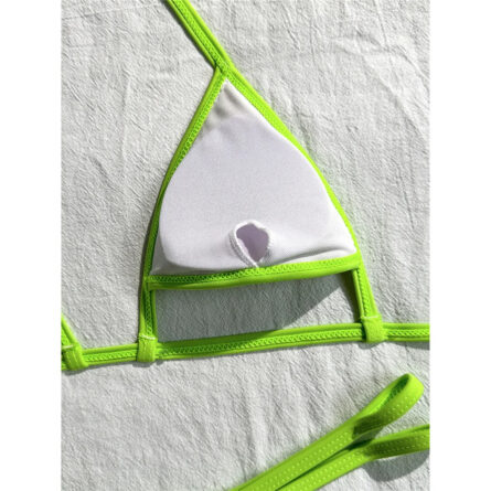 Neon Green Lace Underboob Micro Thong Bikini - Image 5
