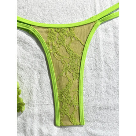 Neon Green Lace Underboob Micro Thong Bikini - Image 6