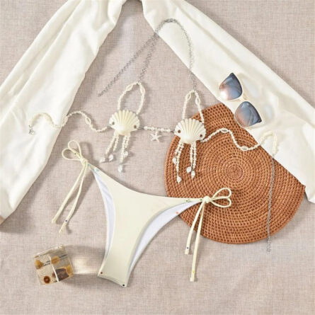 Pearl & Seashell Mermaid String Bikini Set - Image 3