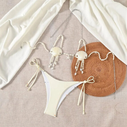 Pearl & Seashell Mermaid String Bikini Set - Image 5