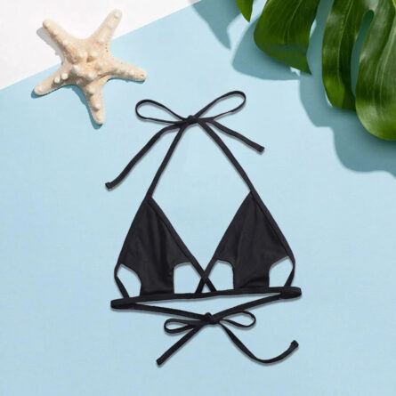 Black Wrap Halter Cutout Bikini Top - Image 2
