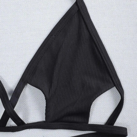 Black Wrap Halter Cutout Bikini Top - Image 4