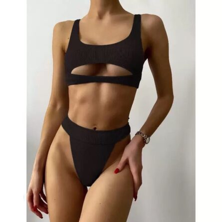 Midnight Rebel High-Leg Underboob Cutout Bikini Set Black – Sunset And Swim