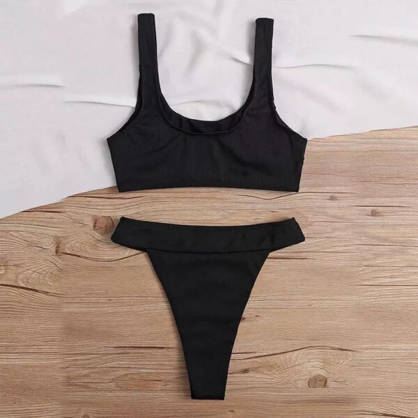 Midnight Rebel High-Leg Underboob Cutout Bikini Set Black – Sunset And Swim