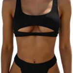 Midnight Rebel High-Leg Underboob Cutout Bikini Set Black – Sunset And Swim